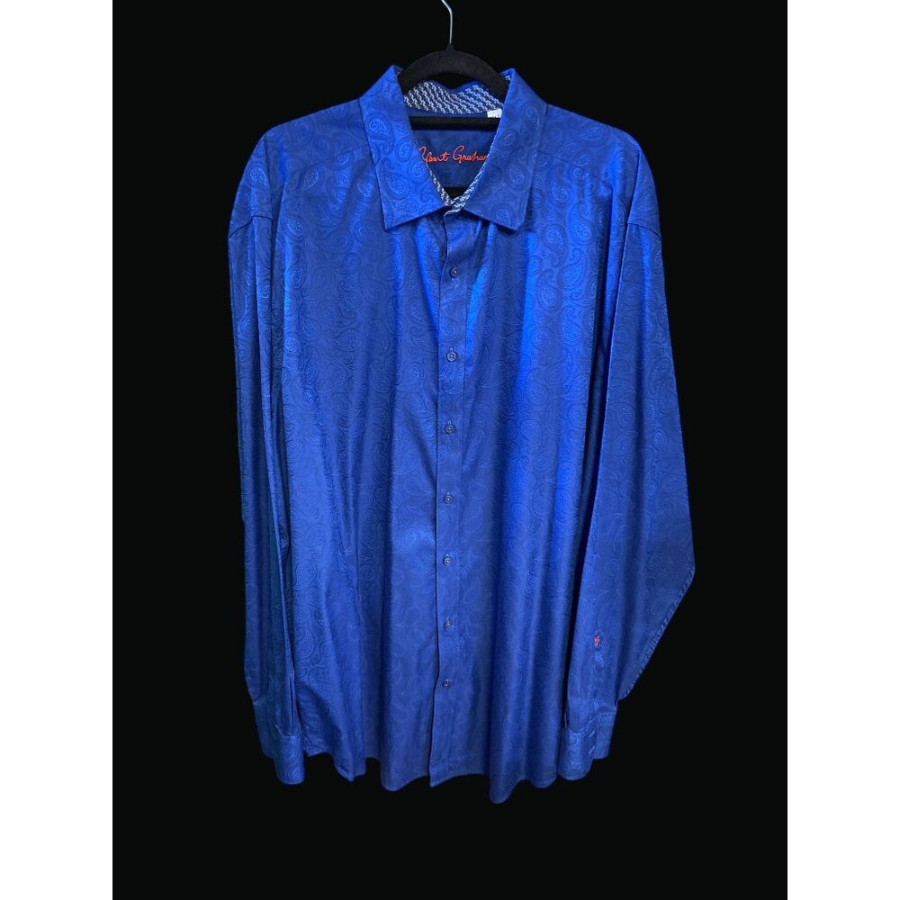 Robert Graham Mens 2XLT Blue Long Sleeve Paisley Button-Up Shirt HA01 V